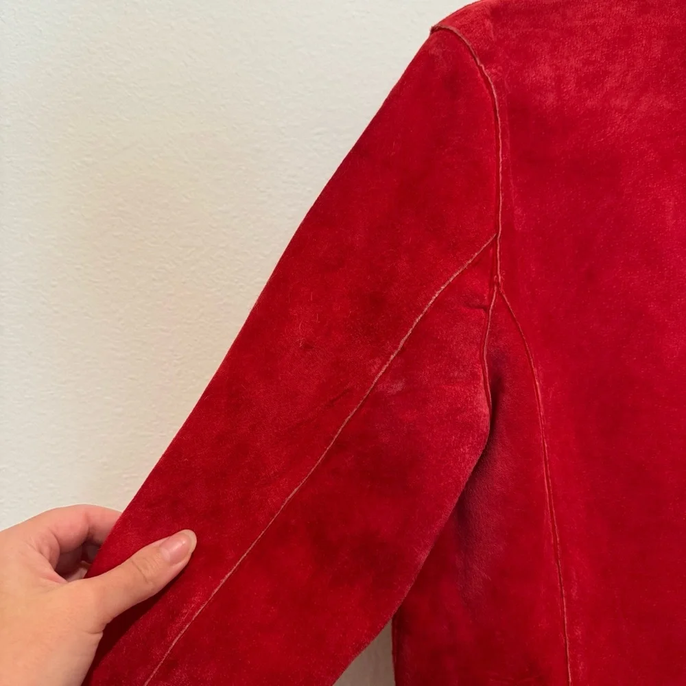 100% Leather VINTAGE Newport News Red Jacket - Picture 10 of 10